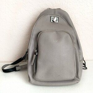 Tutilo Medium Backpack Gray Taupe Multiple Pockets Pebbled Finish Zip Strap